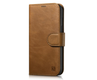 iCarer Wallet Case Oil Wax do iPhone 14 Plus (Anti-RFID) brązowy - 1201109 - zdjęcie 1